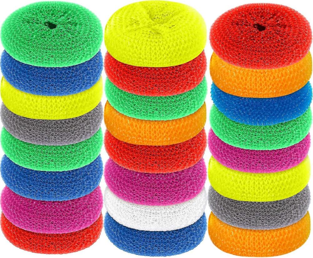 Activity Toys | Scouring Pads Round Dish Pads Plastic Non-Scratch Dish Scrubbers Assorted Color Dish Mesh Scrubbers For Kitchen (30)