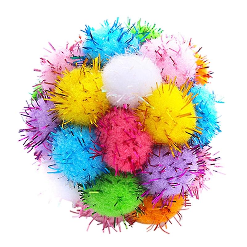 Activity Toys | Soft Pompoms Balls For Cats Lightweight Colorful Handmade- Bouncy Ball