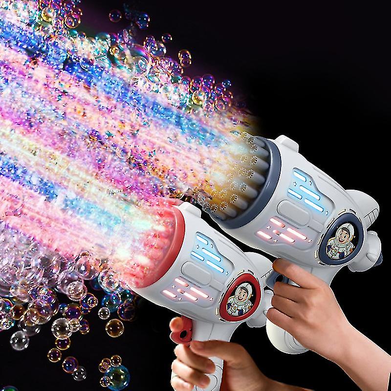 Activity Toys | 2 Bubble Gun For Kids, 32 Holes Wands Space Bubbles Blaster With Led Light